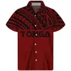 Men's Casual Shirts HYCOOL Tonga Tattoo Print Navy Blue Vintage Short Sleeve Men Shirt Button Up Oversize Hawaiian Beach Cust302D