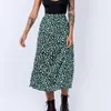 Jocoo Jolee femmes taille haute fermeture éclair fendue jupe mi-longue mode d'été imprimé léopard en mousseline de soie jupes femme mince une ligne robes 210518