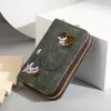 Card Bag Wallet Student Pockets Women Coin Purse Short Korean Wallets Canvas Holder Embroidery Cute Girl Simple Folding