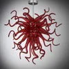 Röda hängslampor ledde Murano inomhusbelysning liten handblåst glas konstbelysning ljuskrona 20 tum