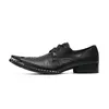 Padrão de crocodilo Genuine Couro Dress Shoes Moda Britânica Negócios Ternos Homens Silver Dica Toe Tênis