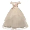 Vestido elegante vestido de baile infantil princesa primeira comunhão adolescente creme