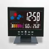 Elektronisk Digital LCD-temperaturfuktighetskärm Klocka Termometer Inomhus Hem Väderprognos Snooze Kalender Väckarklocka 211112