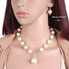 Fahion Simple Pearl Beaded Necklace Short Choker Eearing Suit Red White Gold Black beads Necklaces Chain collarbone Chains Suits