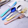 Gold Dinnerware Set Stainless Steel Cutlery Mirror Silverware Knife Fork Spoon Tableware Flatware Sets