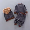 Baby Winter Casual sweter z kapturem sweter garnitur ładny kolorowy zwierząt niedźwiedź dzieci trzy kawałki ubrania dobre bawełniane chłopcy dziewczyny wierzchołek i spodnie G1023