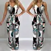 Kvinnor Jumpsuits Rompers Women Summer Beach Wide Leg Holiday Jumpsuit Ladies Evening Party Sexig blommig tryck ärmlös V-ringning