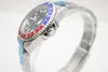 Męski zegarek mechaniczny 116710 Business Casual Nowoczesne srebrne białe stal ze stali nierdzewnej Blue Red Rim Black Dial 4-Pin Calendar1699