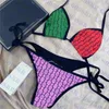 Renkli Bayan Bikini Mayo Seti Harf Baskılı Mayo Trendy Bayanlar Plaj Yüzmek Bikini Beden S-2XL