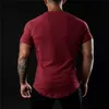 T-shirt à manches courtes à manches courtes pour hommes Gym Fitness Sports Coton T-shirt Homme Bodybuilding Skinny Tee-shirt Tops d'été Vêtements 210421