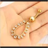 & Bell Jewelry Drop Delivery 2021 Stainless Cz Gem 14G Gold Navel Ring Belly Button Rings For Women Girls Curved Barbell Dangle Body Piercing