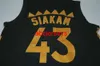 Bordado completo Pascal Siakam #43 Negro con oro Jersey Retro College Jersey XS-6XL