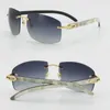 Limited edition Larger Rimless Sunglasses Optical 18K Gold Sun glasses 4189705 White Inside Black Buffalo Horn C Decoration male a3218