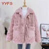 Cappotto di pelliccia di coniglio finto Fodera donna Pelle scamosciata lana d'agnello Autunno Casual Inverno Caldo Giacca di peluche Cappotti moto allentati di lusso femminile Y0829