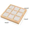 9 Rid Finger Ring Earring Storage Sieraden Display Showcase Trays Houten Bamboe Mode Accessoires Organisator Doos