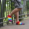 Chaussettes de bateau peignées de couleur printemps invisibles pour hommes