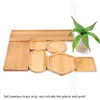 6Pcs Flowerpot Wooden Bamboo Tray Stand Indoor Plate Nursery Plant Holders Garden Saucers Storage Desktop Bonsai Decoration 210615