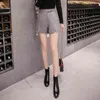 autumn winter women's shorts wool black grey high waist korean style plus size female for 210428