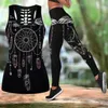 Leggings Dames 2 stuk Yoga Set Boho Tank Tops en Legging Suit Sportwear Running Fitness Gym Workout Sets Sport Suits Plus Size 210813