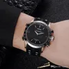 Orologio da uomo Top Luxury Casual Quartz LED Cinturino in caucciù nero digitale da uomo Orologi militari multifunzione Orologio da polso sportivo da uomo impermeabile