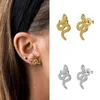 Moda proste kolczyki węża 100% 925 Sterling Silver Animal Serpentine Stud Kolczyki dla kobiet Biżuteria Bijoux Oorbellen