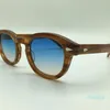 Customized Mode Lemtosh Johnny Depp style Sunglasses de haute qualité Vintage Verres Sun Verres Bleu-Brun Lunettes de soleil