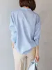 Blusa de moda coreana Mujeres Primavera Otoño Manga larga Camisas con cuello en V Señoras Casual Botón Up Tops Ropa 210525