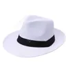 Cappello da spiaggia Cappellini di paglia Cappello da vacanza all'aperto Moda Cappelli unisex Estate Sole Spiaggia Erba Treccia Fedora Trilby Cappello di paglia a tesa larga spedizione marittima DAJ156