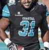 Coastal Carolina Chanticleers 축구 저지 NCAA College Grayson McCall CJ Marable Jaivon Heiligh Isaiah Likely Silas Kelly C.J. Brewer