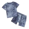 Baby Designer Kläder Barnkläder Satser Tie Dye Bomull Top Shorts Byxor Passar Sommar Kortärmad O-Neck T-shirt Spädbarn Fritid Slitage 2PCS WMQ1101