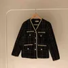 Cappotto di lana di design di lusso Donna Nero Vintage con scollo a V Plaid T Giacche Bottoni dorati Elegante Office Lady Outwear coreano A396 211029