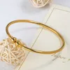 Bride Wedding Gift Traditional Lady Jewelry Round Belly Smooth Face Bracelet Copper Plating Gold Bracelet Q0720