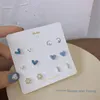 Stud S925 Blue Love Earrings Set Temperament Girl Ins Summer Liten Fresh Ceramic Classic Simple Fashion Female Tide