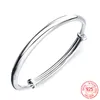 100% originale 925 bracciale rigido in argento massiccio adatto europeo charms perline bracciali gioielli regalo per le donne ZB001