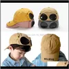 Ball Caps Hats, Scarves & Gloves Aessoriestop Quality Canvas Children Leisure Sun Hats Fashion Pilot Hat Baseball Cap S Drop Delivery 2021 L6