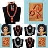 Örhängen Halsband Smycken Satser Äkta För Brudar Nigerisk Bröllop Afrikansk Coral Set Guld Dubai Party Beads CNR319 C18122701 Drop Leverans