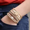 Femmes Bracelet Mode Boucle Magnétique Multi-couche Tressé En Cuir Véritable Naturel Pierre Bracelet Cadeau Haute Qualité Usine Direct