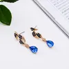 Stud LUBOV Trendy Blue Crystal Stone Piercing Earrings Rhinestone Inlaid Gold Silver Color Metal For Women Jewelry 2021