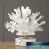 Ornamento de Coral de Mármore Ornaments Creative Mediterrâneo Planta Resina Escultura Artesanato Moderno Decoração Casa Acessórios Mobiliário Mobiliário Preço de Fábrica