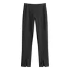 FANSILANEN Office Lady ly Autumn Woman Pants Women Black All-match Slim Casual Trousers High-waist Split Pencil 211118