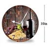 Cheese And Wine 10 Inch Battery Operated Quartz Analog Quiet Desk Clock For Home,Office,School Wall Clocks