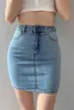 WOMENGAGA American High Waist Elastic Hip Mini Skirt Slim A-line Short Shows Thin Button Denim Skirts 61S8 210603