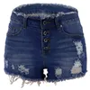 Weigou Sommer Frauen Casual Loch Denim Hohe Taille Solide Jeans Shorts Vintage Baumwolle Kurze Hosen 210625