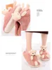 Winter Slippers Cartoon Cute Bear for Ladies Fluffy Household Sandals for Indoor Use Non-Slip Warm Cotton Shoes