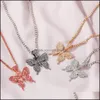 Collane con ciondolo Pendenti Gioielli Bling Farfalla Per le donne Ghiacciato Cristallo Catene animali Ragazze Regalo di moda Consegna goccia 2021 5Ybgm