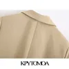 KPYTOMOA femmes mode tenue de bureau basique Blazer manteau Vintage manches retroussées poches vêtements de dessus pour femmes Chic hauts 210930