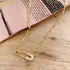 Besimpol Real 925 Sterling Silver Necklace Unique Style Golden Pin Chain For Women Fashion Jewelry Gifts Chains Morr22