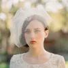 Brudbröllop fascinator slöja huvudstycken fast färg två lager fisknätet mesh hårklipp fotografering rekvisita huvudbonader svart/vita huvudstycken