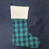 15.8x11.8 "Biały Czerwony Plaid Christmas Stocking Sublimation Puste Drzewo Ornament Dekoracja Torba Prezentowa Dla Dzieci Cukierki Torby Xmas Sock Wisiorek W Hurtownie AAA