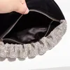 Evening Bags Rhinestones Fold Handle Velvet Handbag Women 2021 Luxury Soft Square Clutch Female Chic Designer Purses High Quality